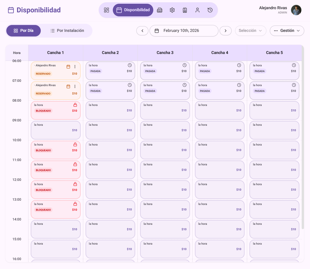 Vista de disponibilidad JINO